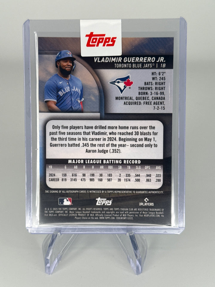 Vladimir Guerrero Jr. 2025 Topps Stadium Club Chrome Turquoise Auto, 21/50
