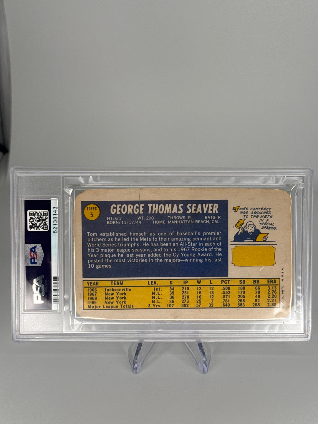 Tom Seaver 1970 Topps Super, PSA 10 Auto