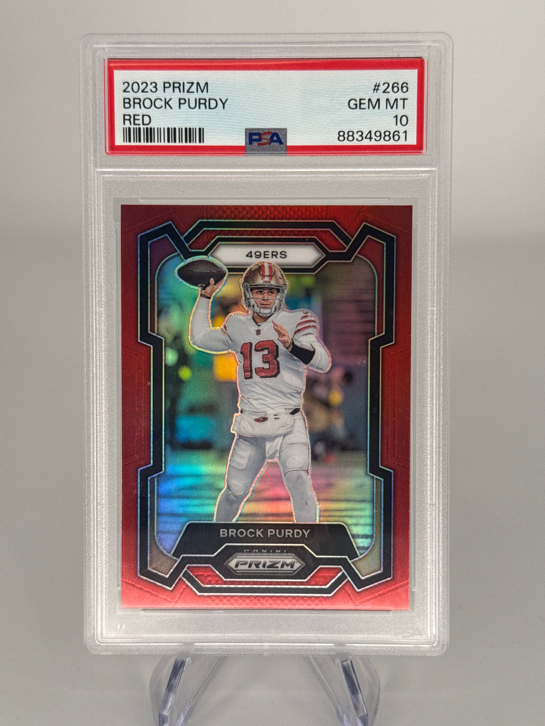 Brock Purdy 2023 Panini Prizm Red SSP, PSA 10 Gem Mint