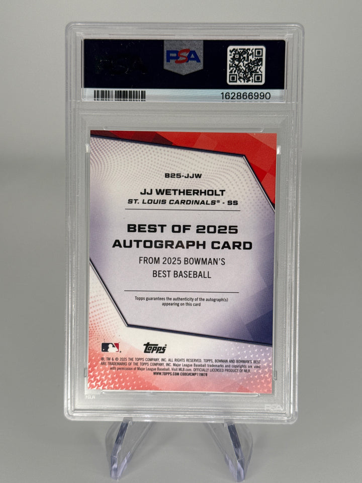 JJ wetherholt 2025 Bowman's Best Best of 2025 Purple Refractor Auto, 62/75, PSA 9 Mint