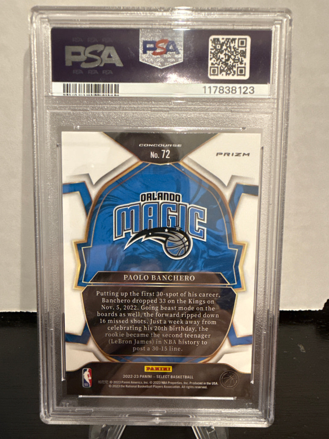 Paolo Banchero 2022 Panini Select Red Cracked Ice Rookie, PSA 10 Gem Mint