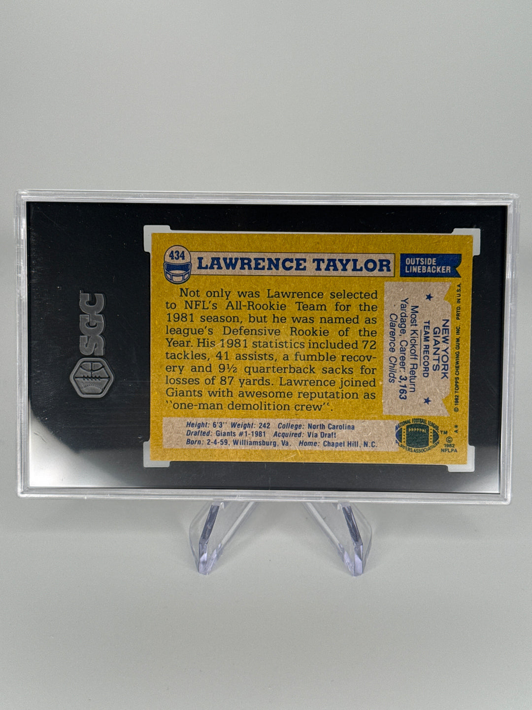 Lawrence Taylor 1982 Topps All Pro, SGC 7.5