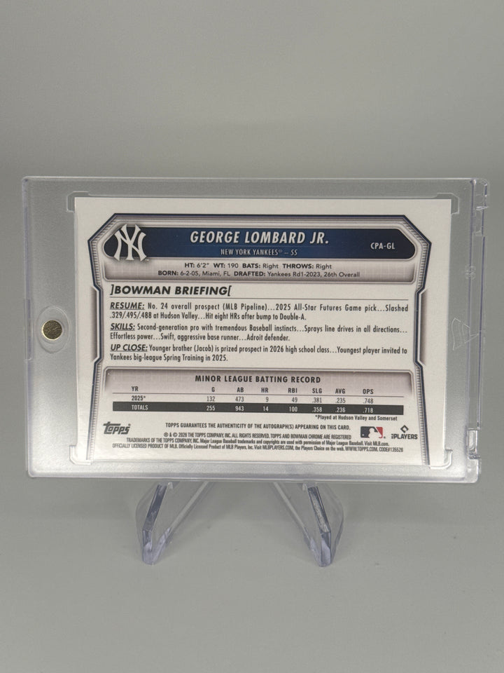 George Lombard Jr 2026 Bowman Chrome Green Reptilian Auto, 38/99