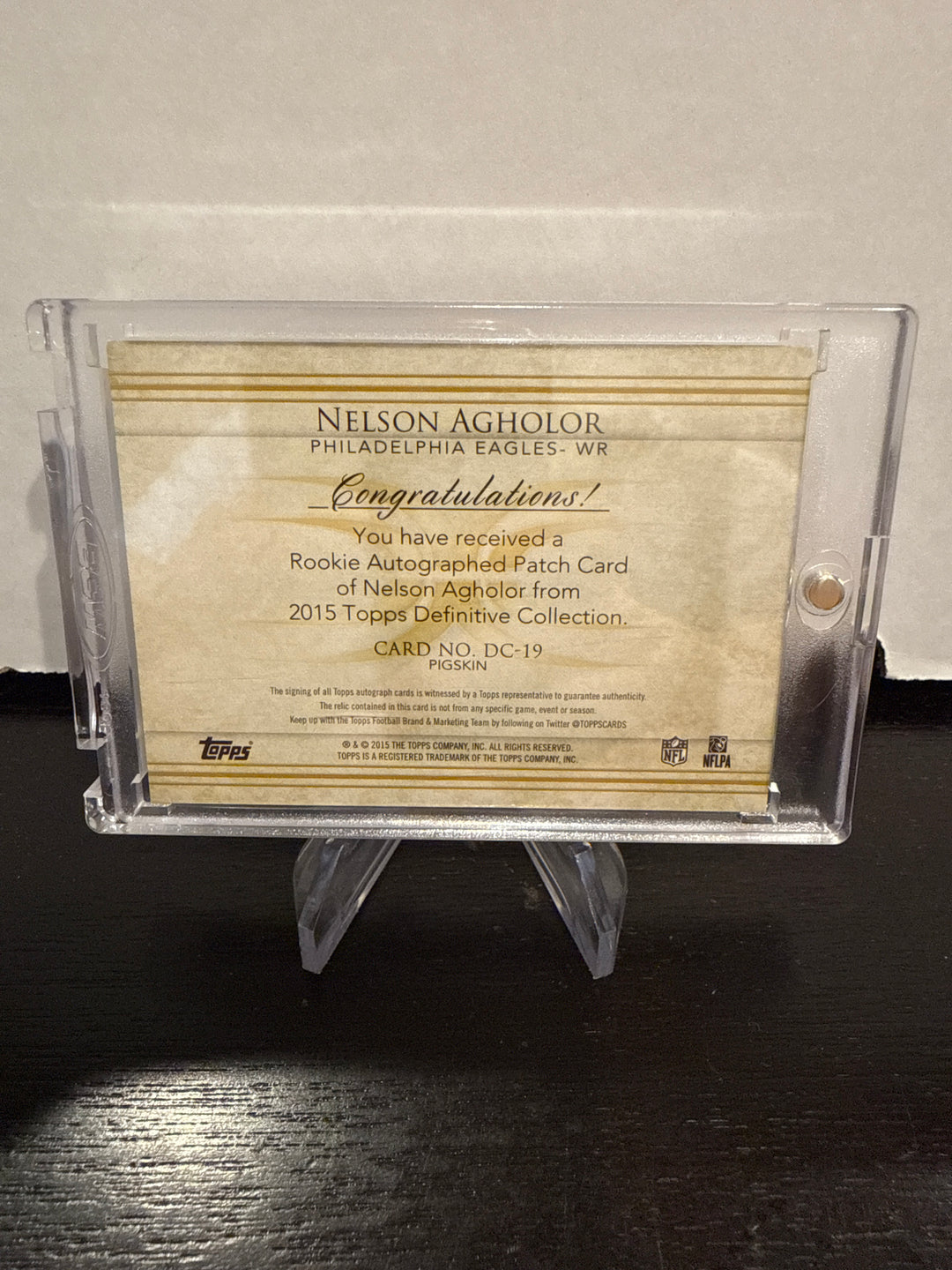 Nelson Agholor 2015 Topps Definitive Rookie Patch Auto, 1/1