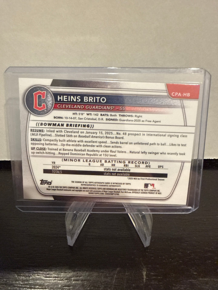 Heins Brito 2025 Bowman Chrome Blue Refractor 1st Auto, 016/150