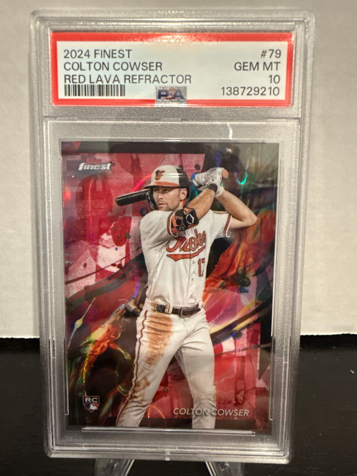 Colton Cowser 2024 Topps Finest Red Lava Refractor Rookie, 06/10, PSA 10 Gem Mint
