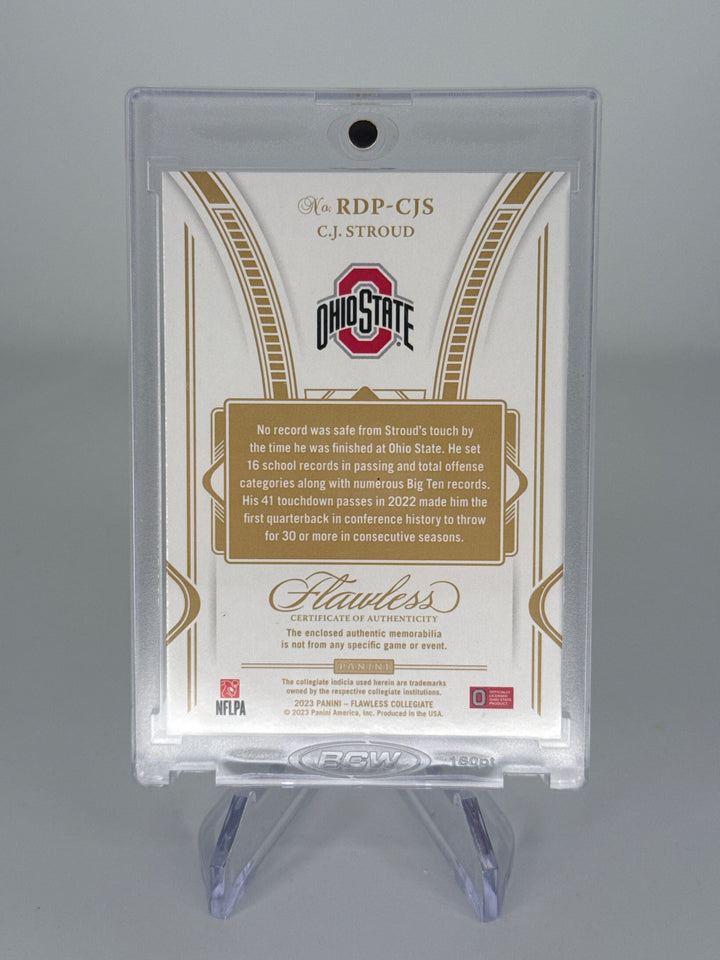 C.J. Stroud 2023 Panini Flawless Collegiate Rookie Dual Patch Gold, 03/10