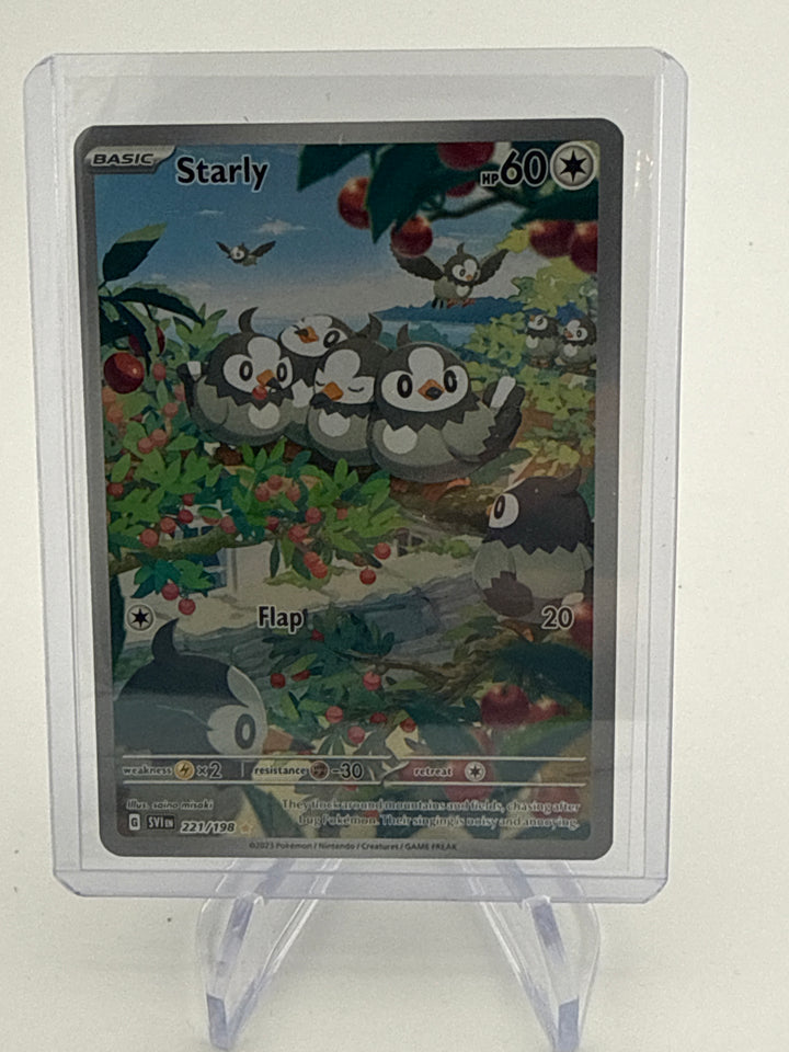 Pokemon TCG 2023 Starly Scarlet & Violet Full Art Illustration Rare, 221/198
