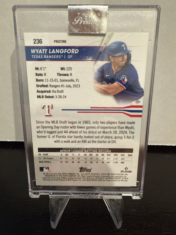 Wyatt Langford 2024 Topps Pristine Blue Refractor Rookie, 26/75