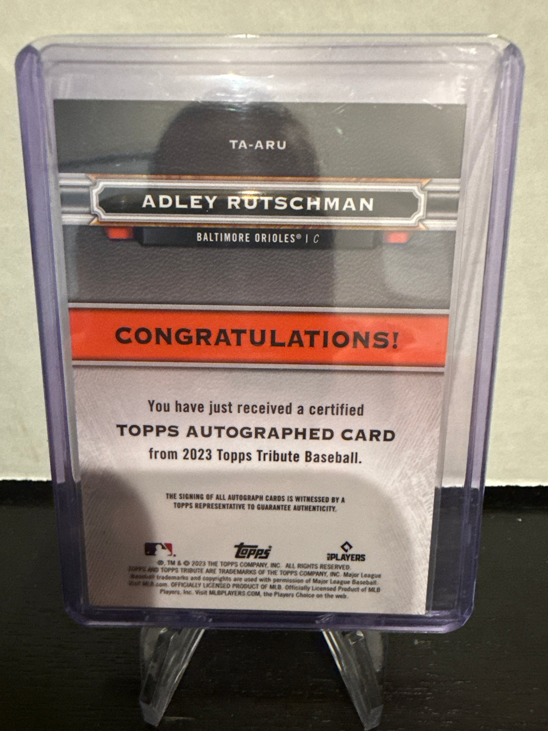 Adley Rutschman 2023 Topps Tribute Rookie Auto, 027/150