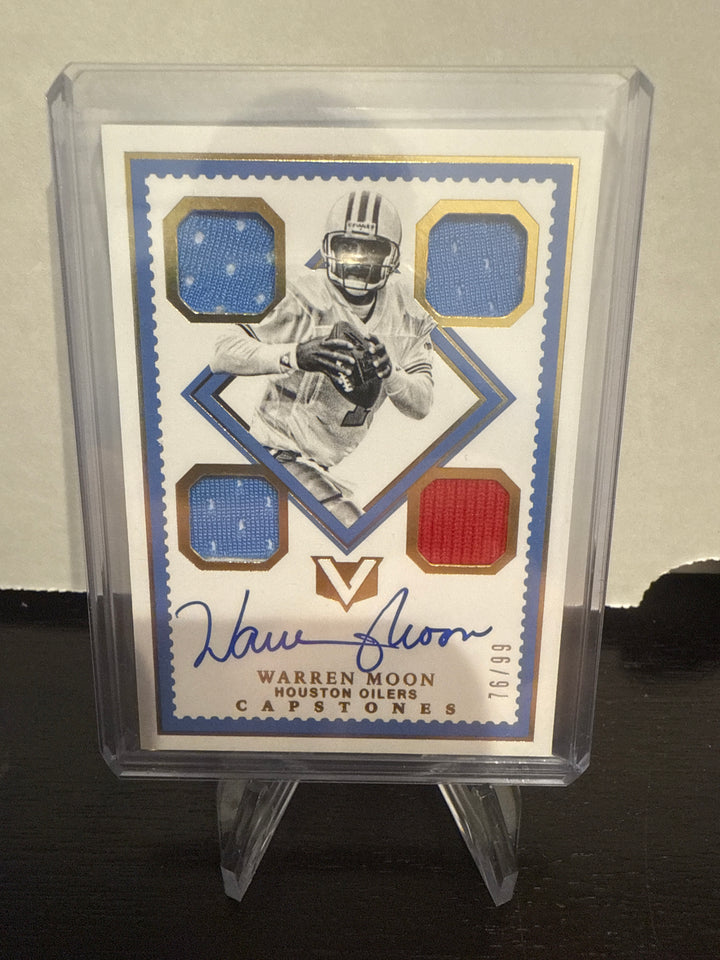 Warren Moon 2017 Panini Vertex Capstones Quad Swatch Auto, 76/99