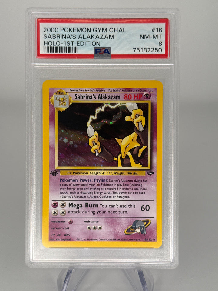 Pokemon TCG 2000 Sabrina's Alakazam Gym Challenge 1st Edition Holo, 16/132, PSA 8