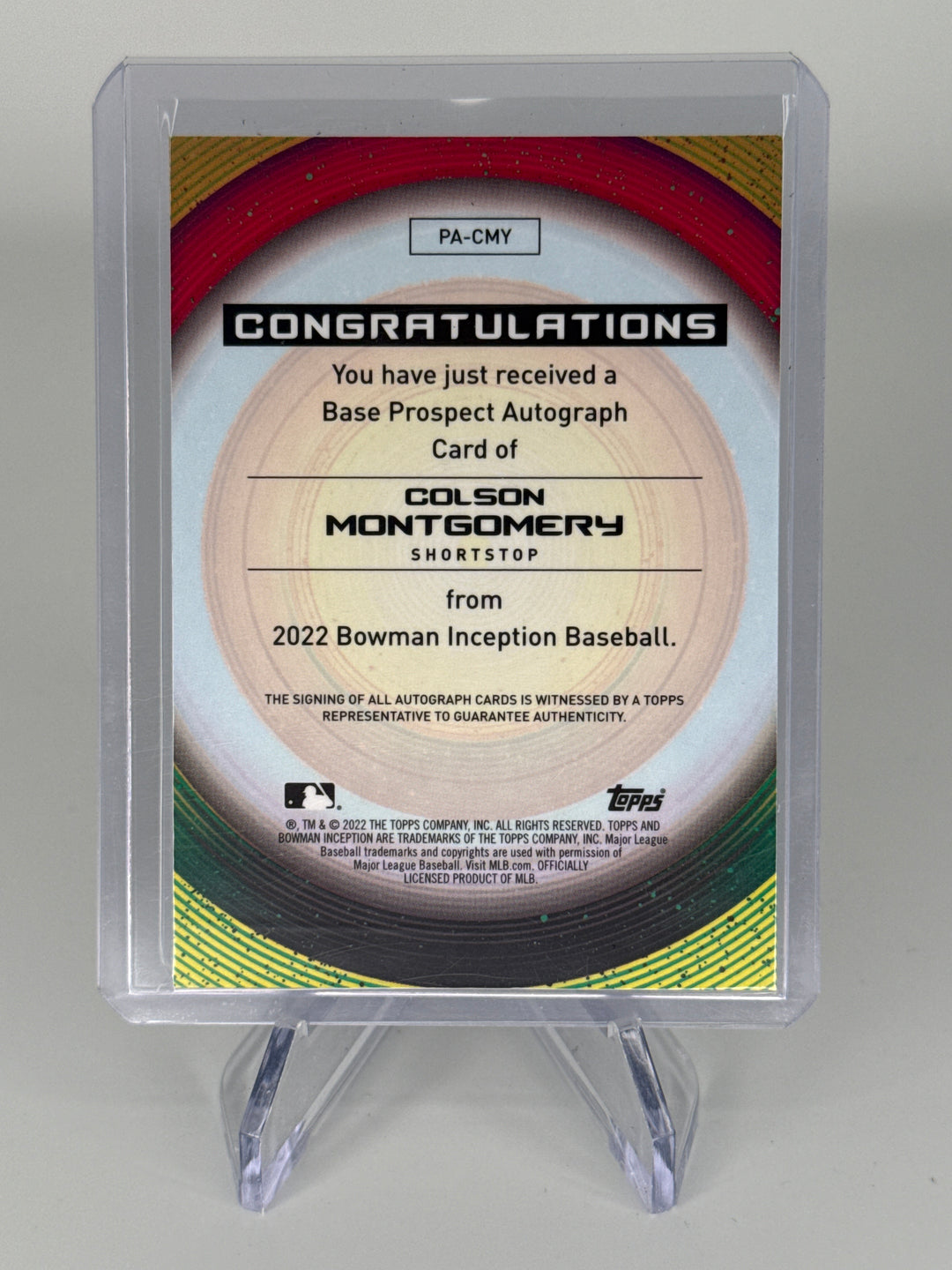Colson Montgomery 2022 Bowman Inception Prospect Auto, 51/99