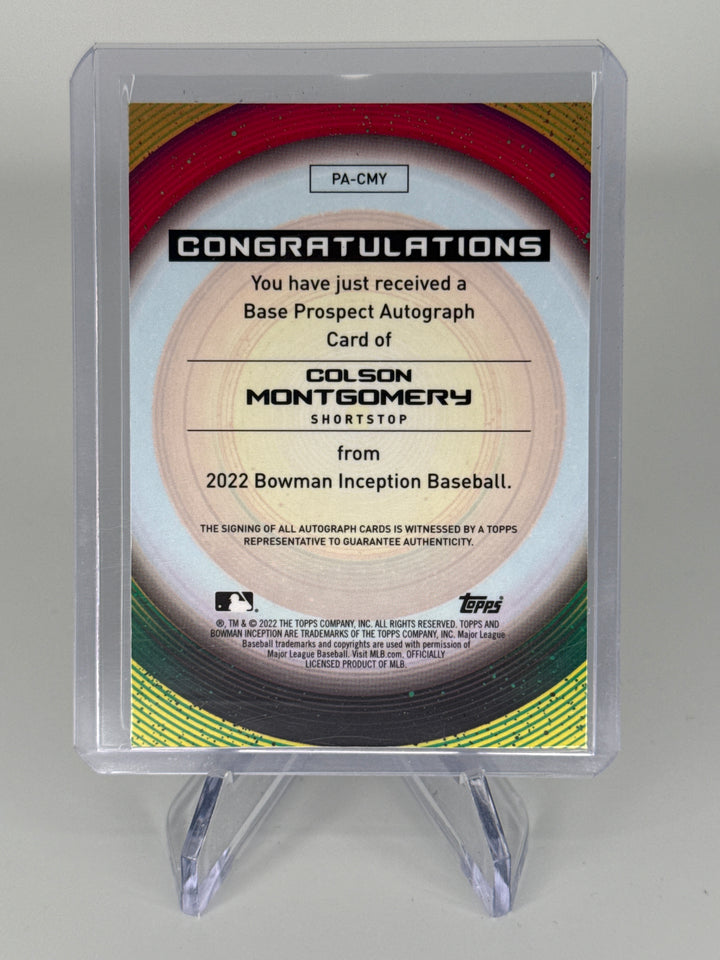 Colson Montgomery 2022 Bowman Inception Prospect Auto, 51/99