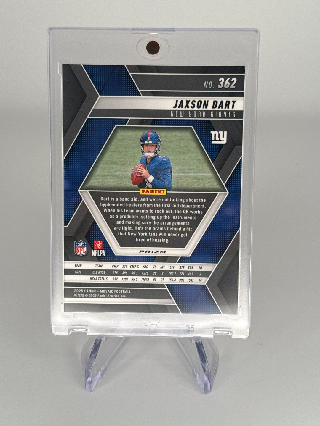 Jaxson Dart 2025 Panini Mosaic Red Sparkle SSP Rookie