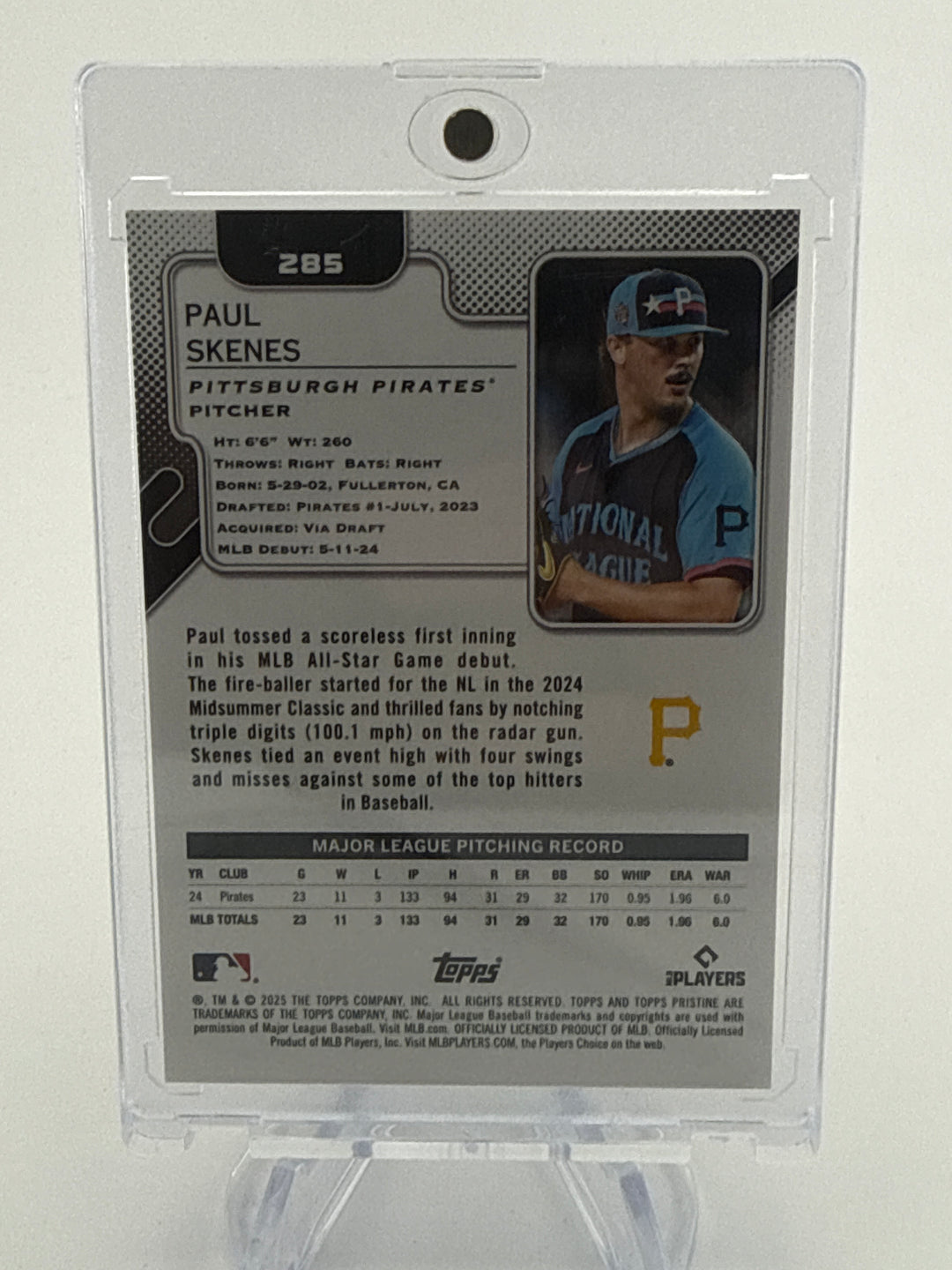Paul Skenes 2025 Topps Pristine Primaries Refractor, 06/10