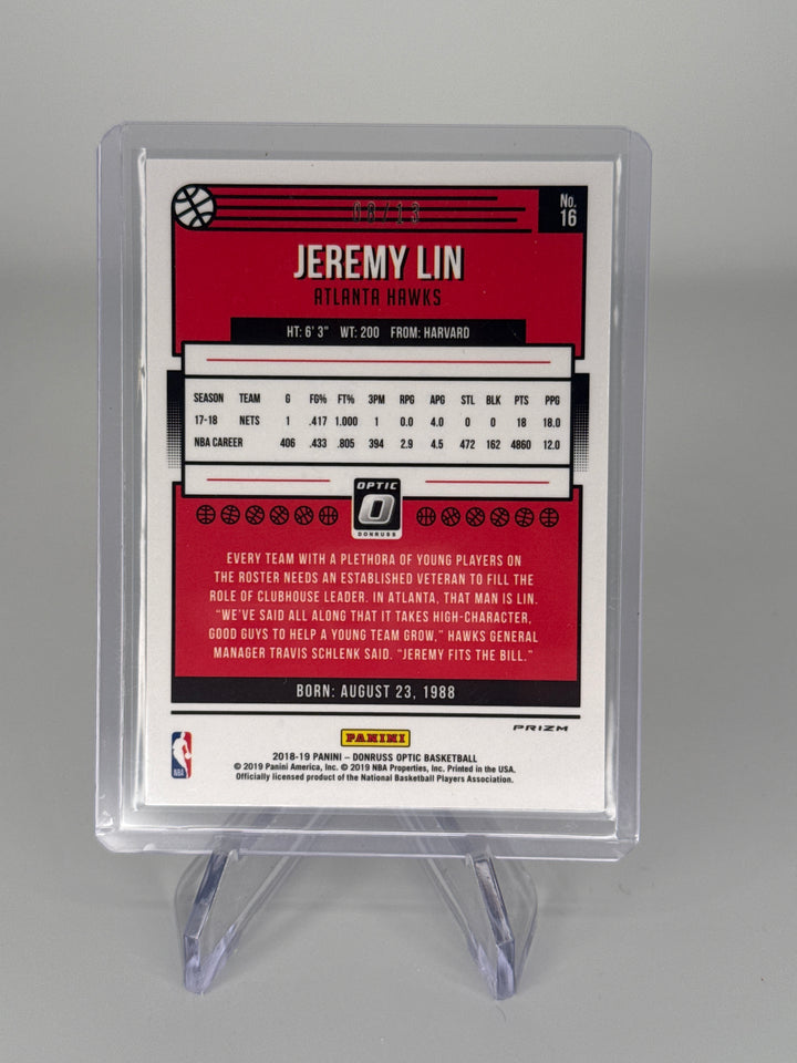 Jeremy Lin 2018-2019 Panini Donruss Optic Purple Stars, 08/13