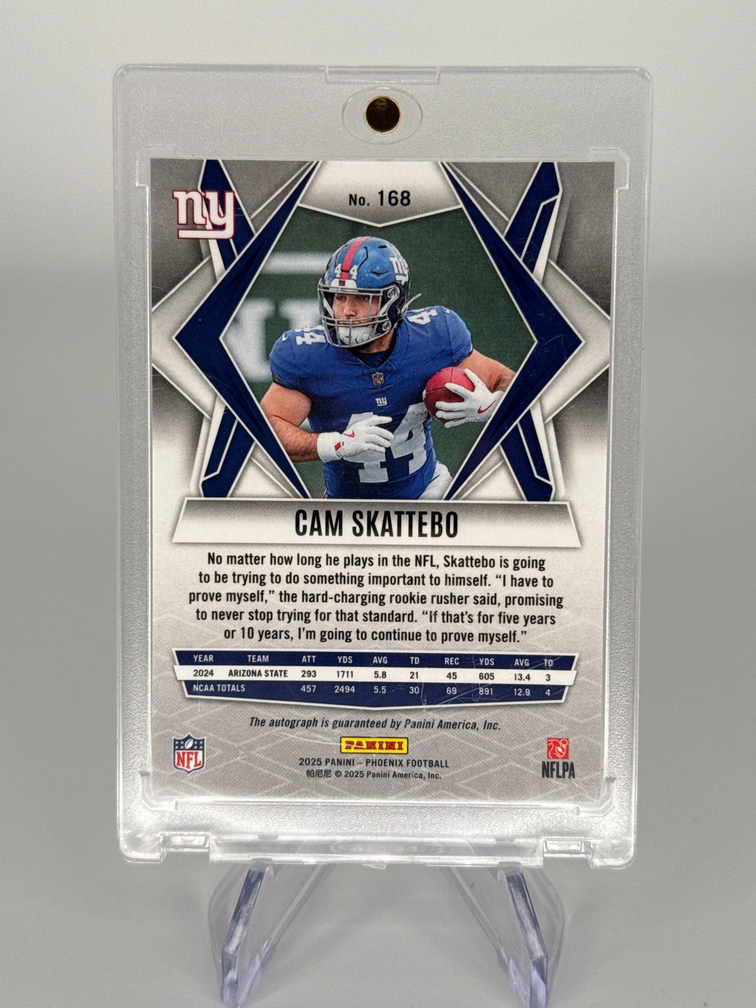 Cam Skattebo 2025 Panini Phoenix Pandora Rookie Auto