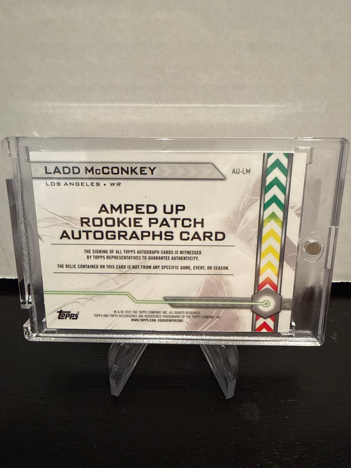 Ladd McConkey 2024 Topps Resurgence Amped Up Rookie Dual Patch Auto Orange Lava, 07/25