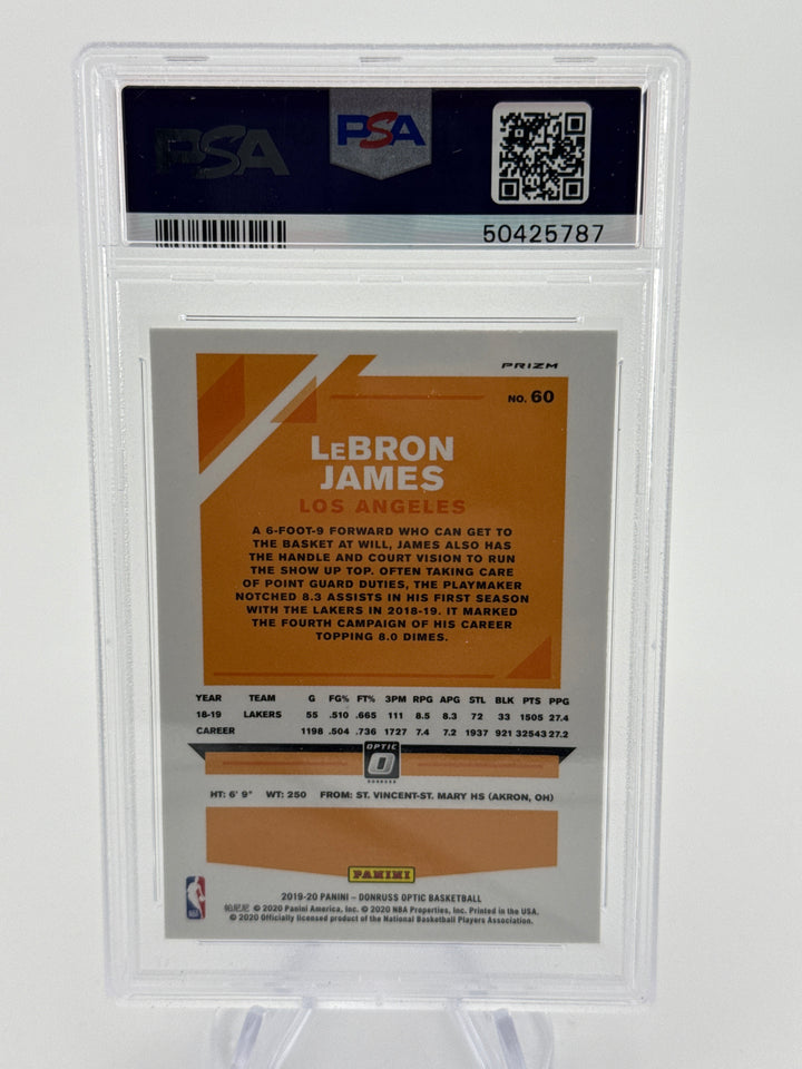Lebron James 2019 Panini Donruss Optic Purple Prizm, PSA 10 Gem Mint