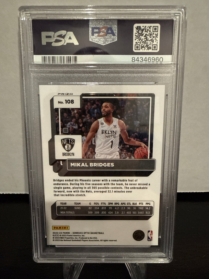 Mikal Bridges 2022 Panini Donruss Optic White Sparkle, PSA 10 Gem Mint