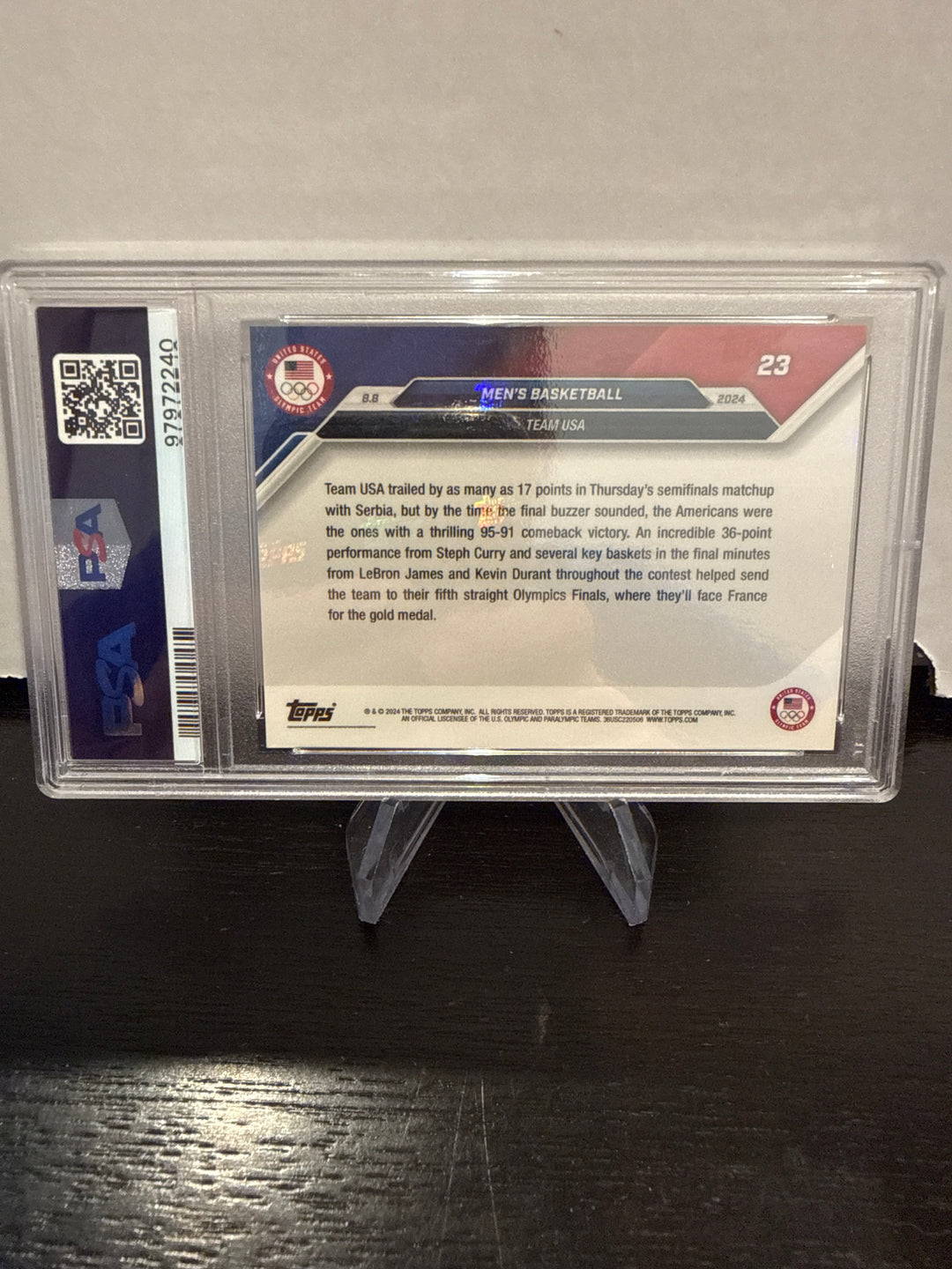 2024 Topps Now Olympic Games Men's Basketball, PSA 10 Gem Mint