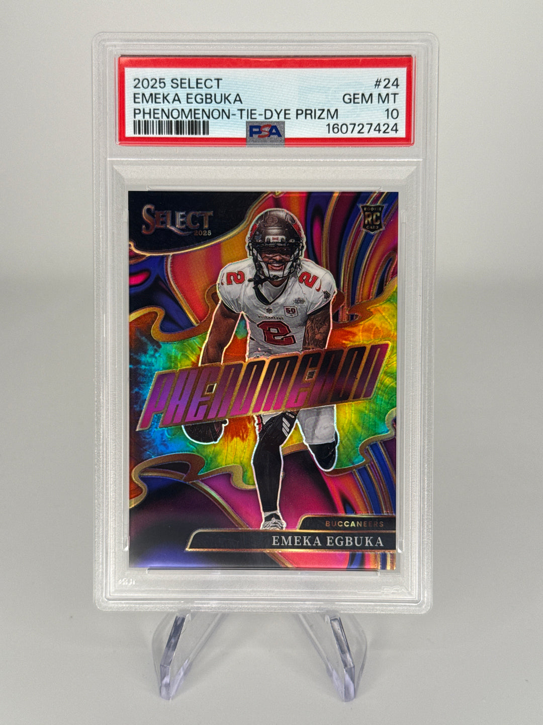 Emeka Egbuka 2025 Panini Select Phenomenon Tie Die Prizm Rookie, 03/25, PSA 10 Gem Mint