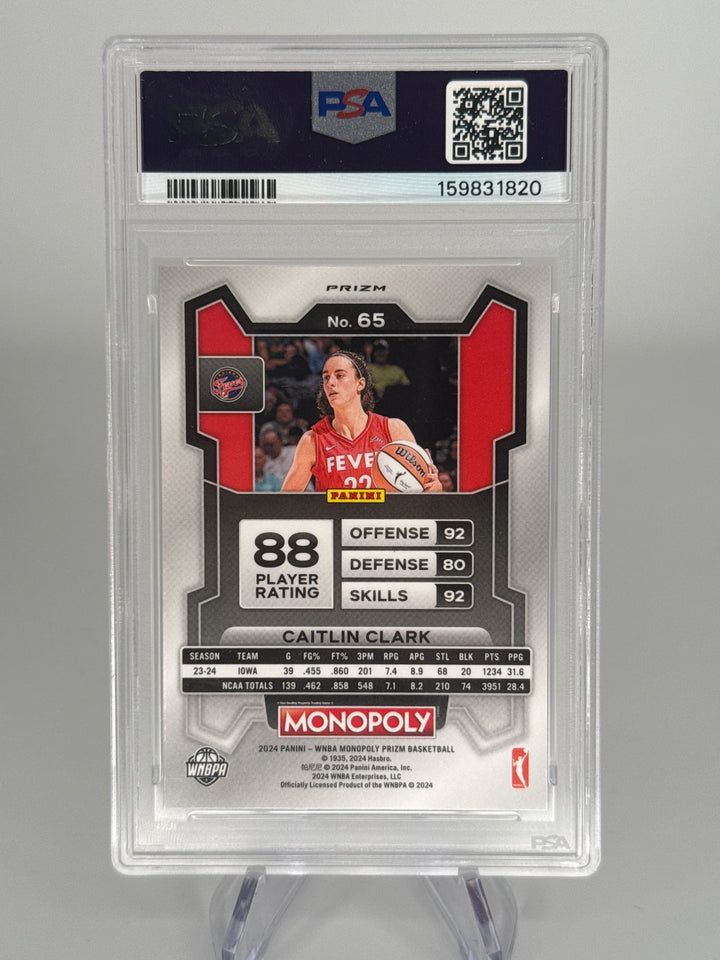 Caitlin Clark 2024 Panini Prizm Monopoly GO Rookie, PSA 9 Mint