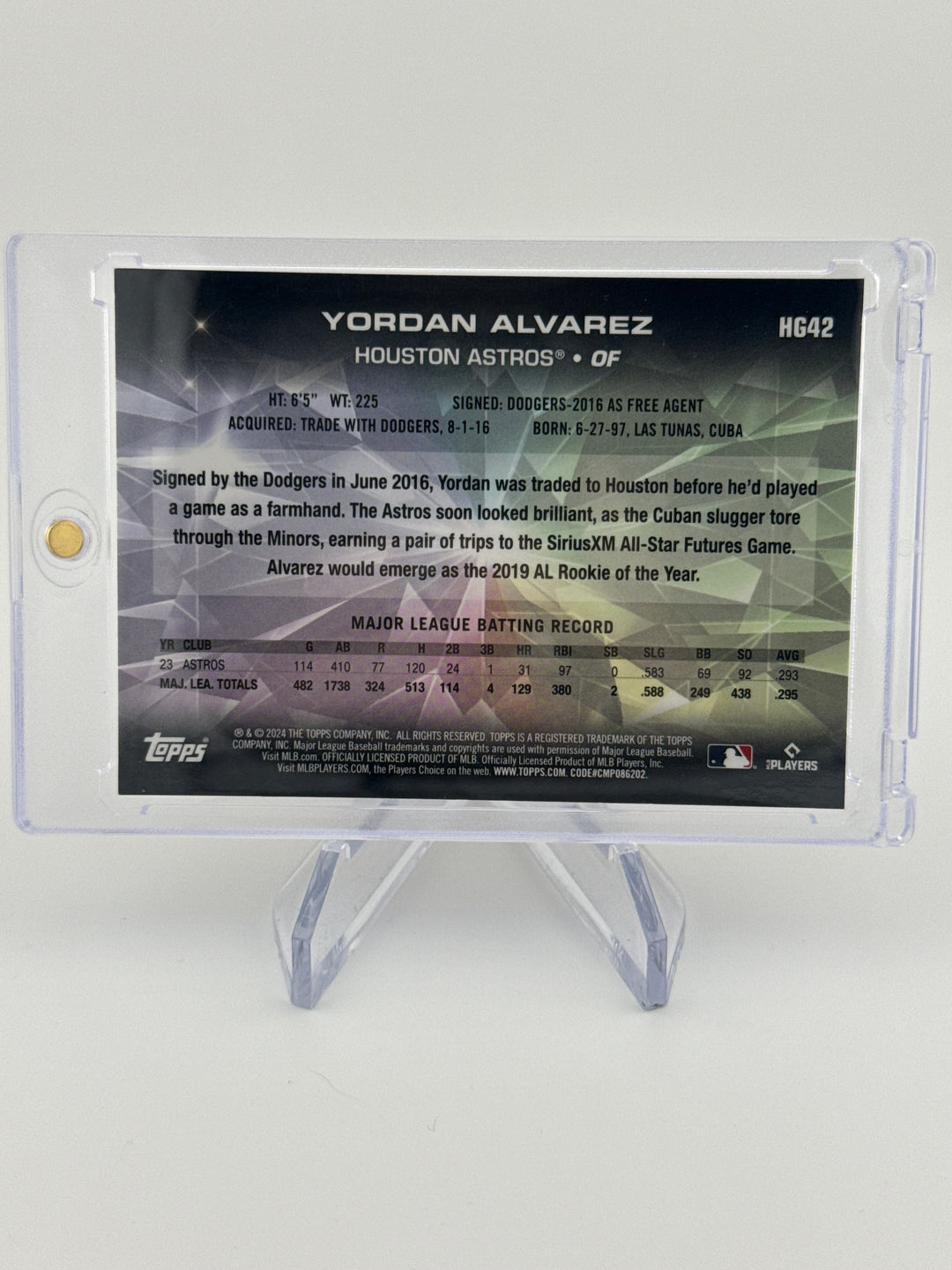 Yordan Alvarez 2024 Topps Chrome Hidden Gems SSP Case Hit