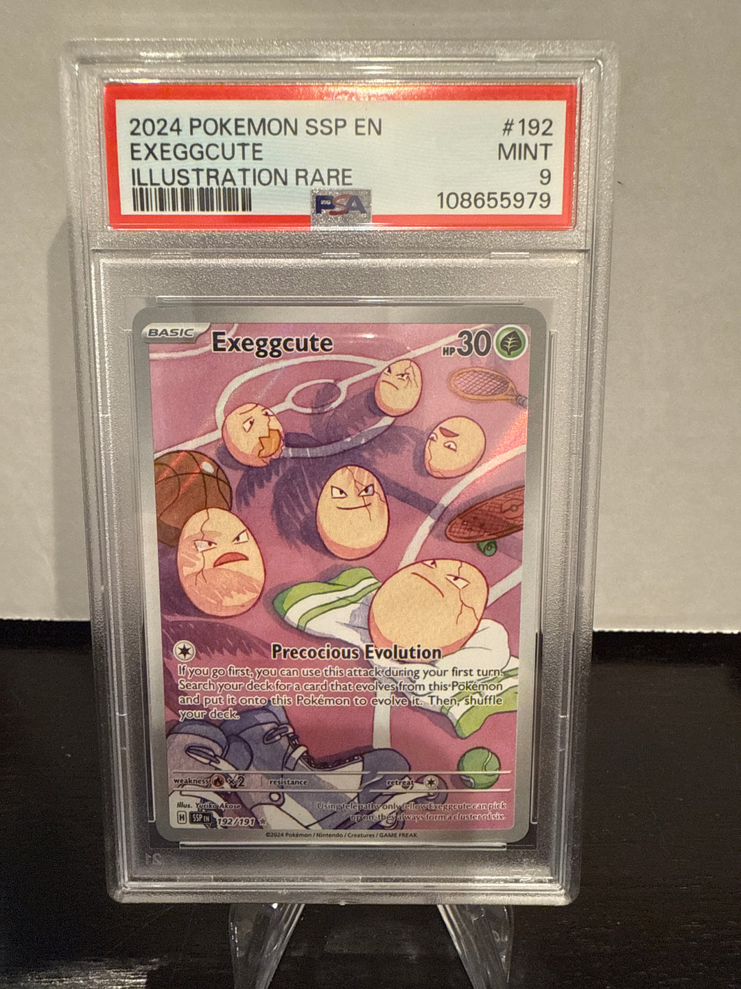 Pokemon TCG 2024 Exeggcute Surging Sparks Illustration Rare Full Art, 192/191, PSA 9 Mint