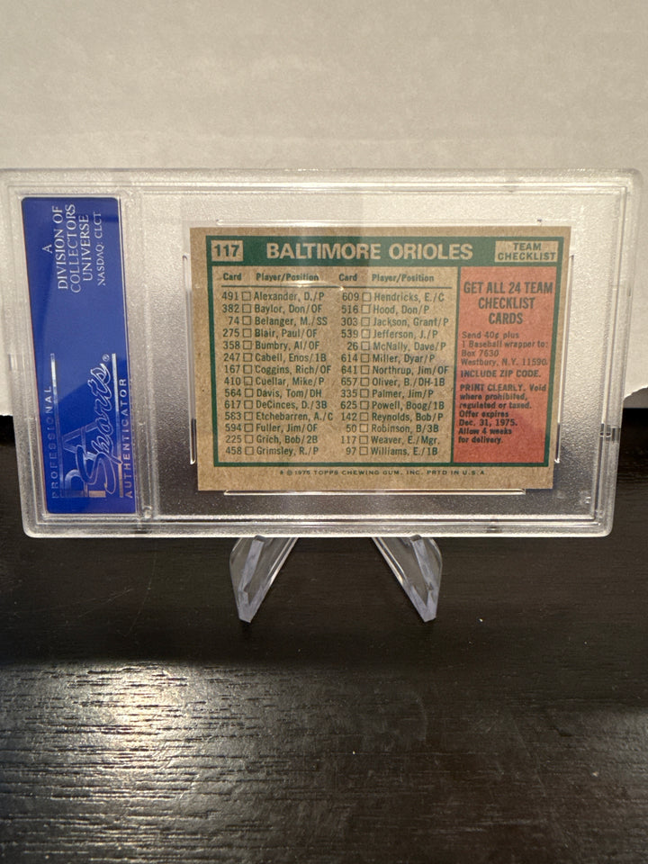 1975 Topps Mini Orioles Team, PSA 8