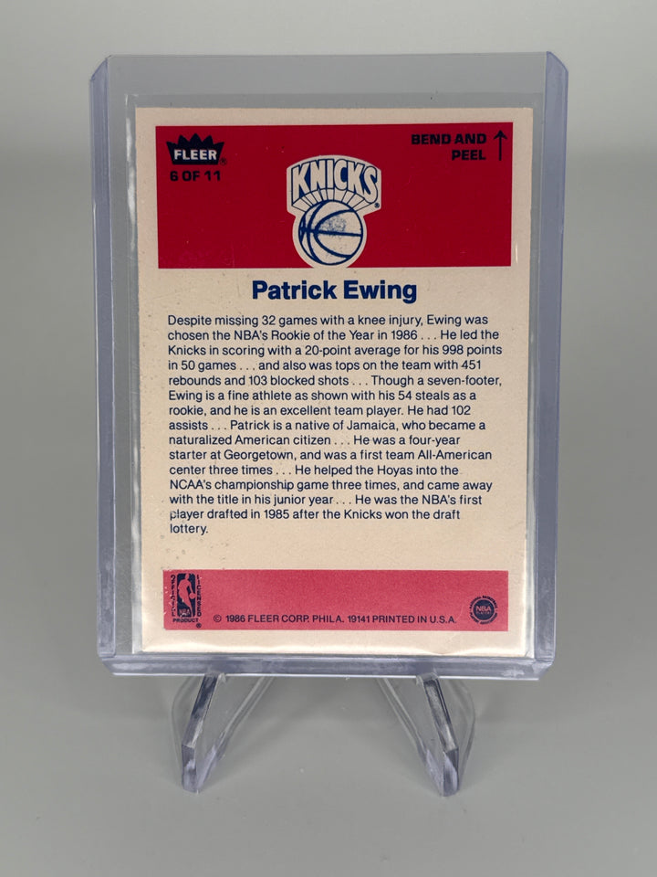 Patrick Ewing 1986 Fleer Basketball Rookie Sticker