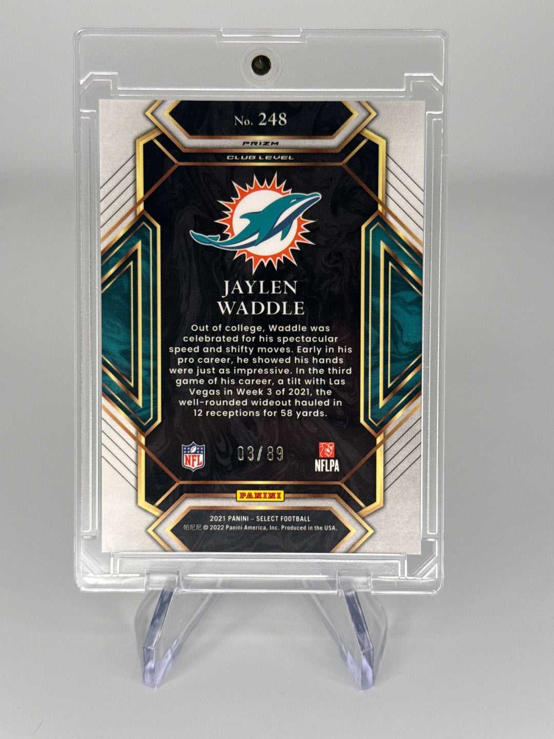 Jaylen Waddle 2021 Panini Select Club Level Dragon Scale Prizm Rookie, 03/89