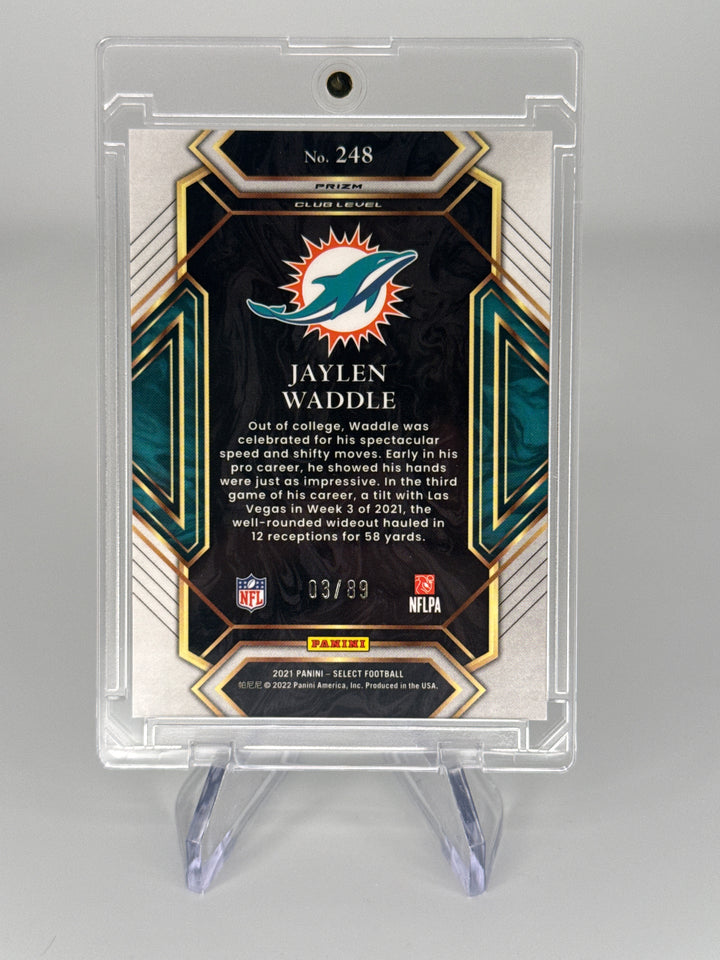 Jaylen Waddle 2021 Panini Select Club Level Dragon Scale Prizm Rookie, 03/89