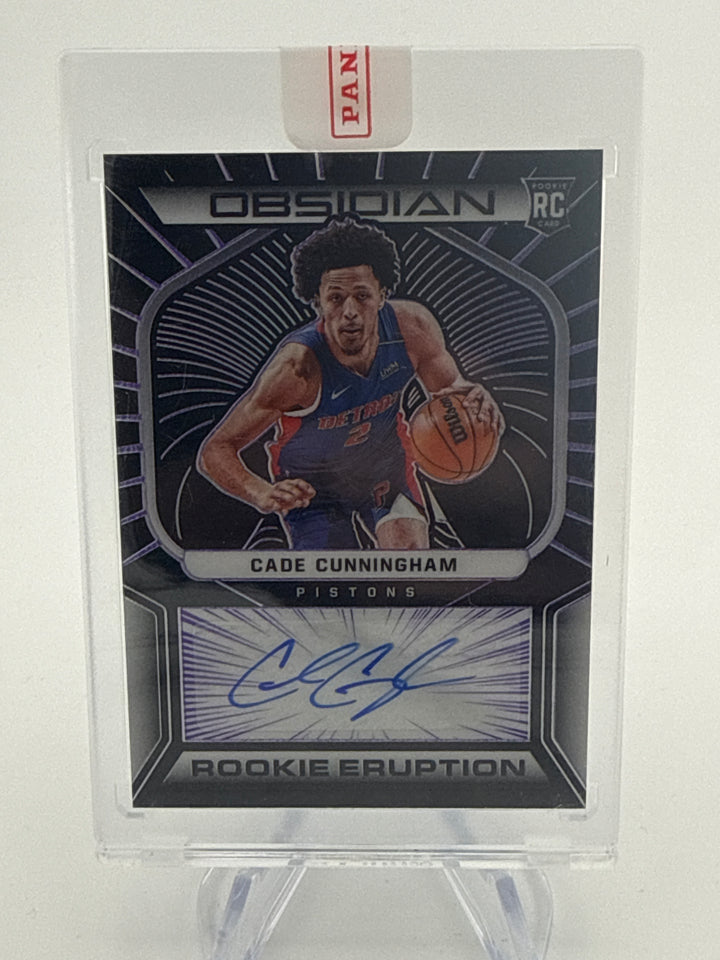 Cade Cunningham 2021 Panini Obsidian Electric Etch Purple Flood Rookie Eruption Auto, 22/49