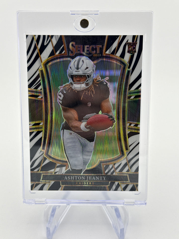 Ashton Jeanty 2025 Panini Select Premier Level Zebra SSP Rookie