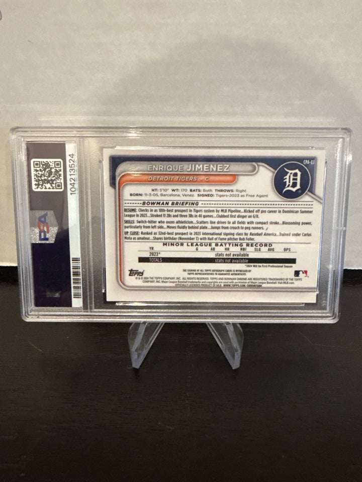 Enrique Jimenez 2024 Bowman Chrome 1st Auto Gold Refractor, 44/50, PSA 10 Gem Mint