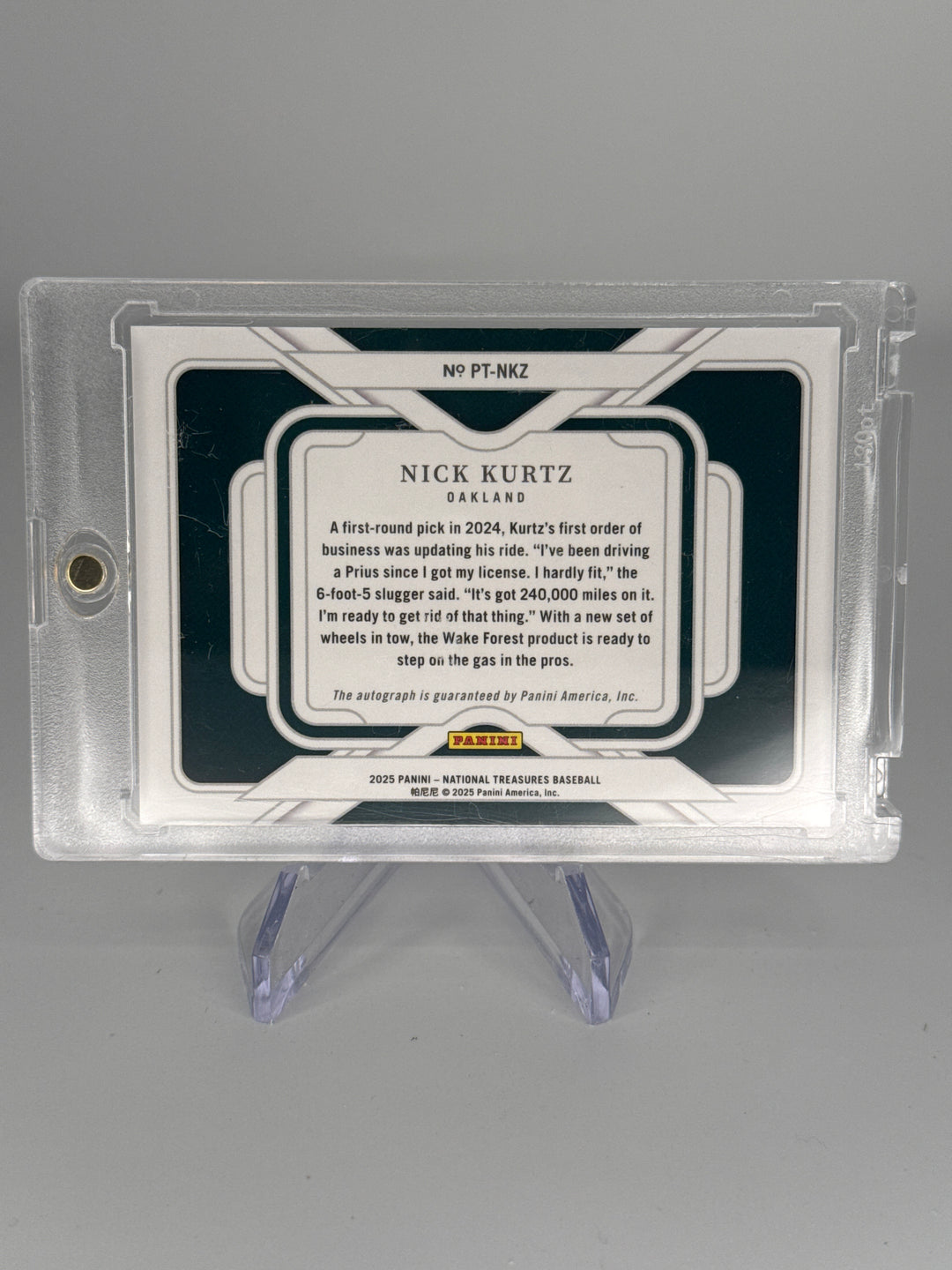 Nick Kurtz 2025 Panini National Treasures Rookie Auto, 21/49