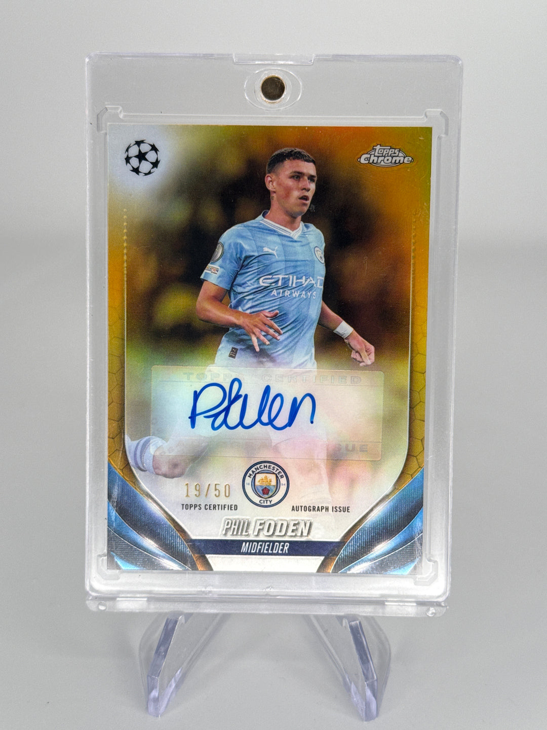 Phil Foden 2024 Topps Chrome Gold Refractor Auto, 19/50