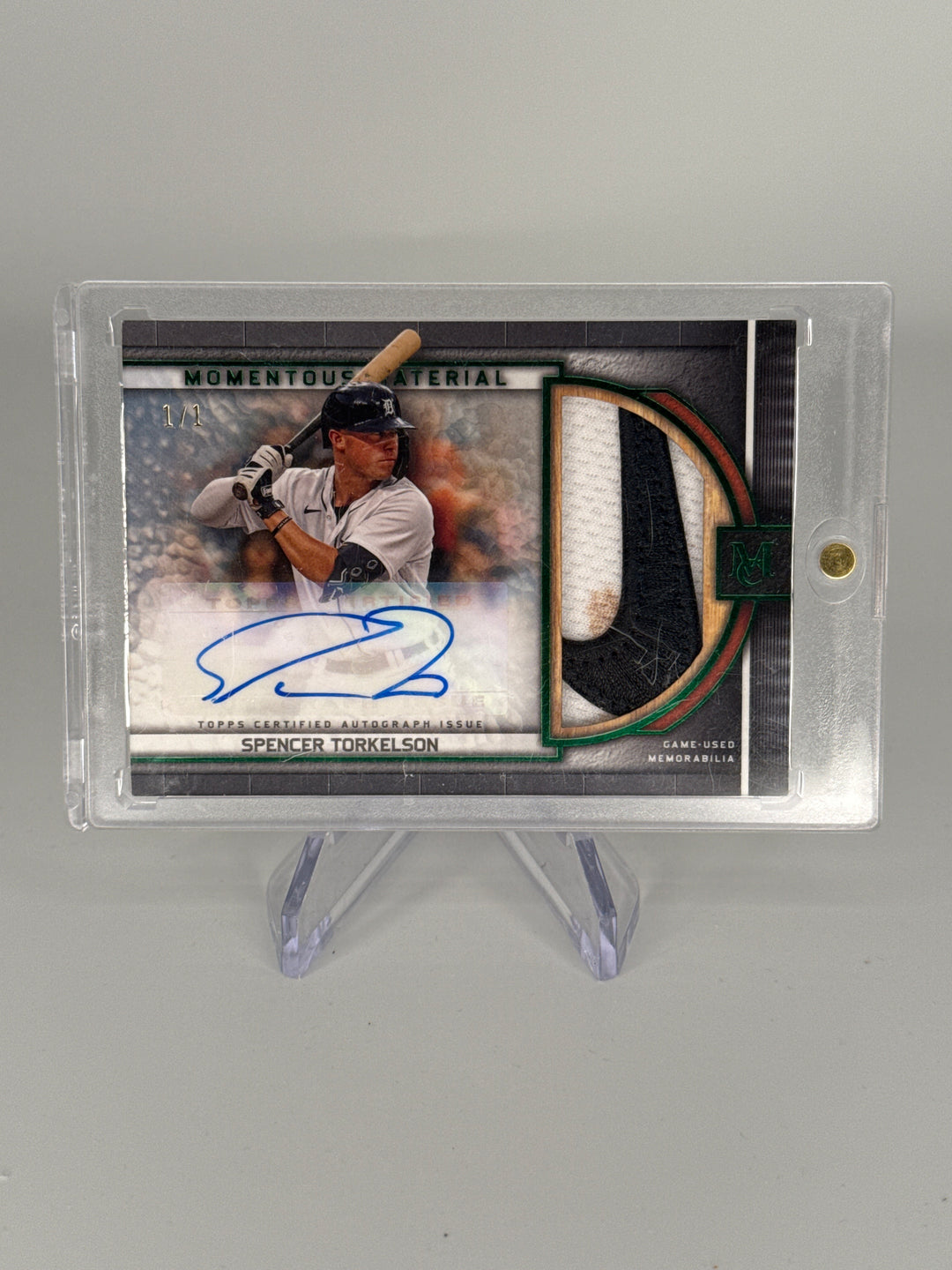 Spencer Torkelson 2023 Topps Museum Momentous Material Nike Swoosh Auto Relic, 1/1
