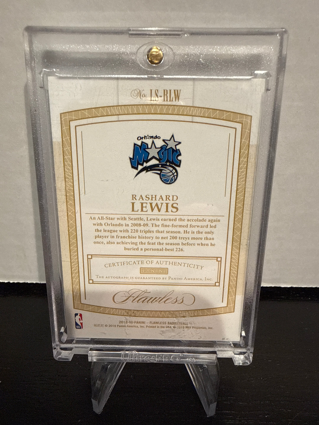 Rashard Lewis 2018-2019 Panini Flawless Legendary Scripts Emerald Auto, 3/5