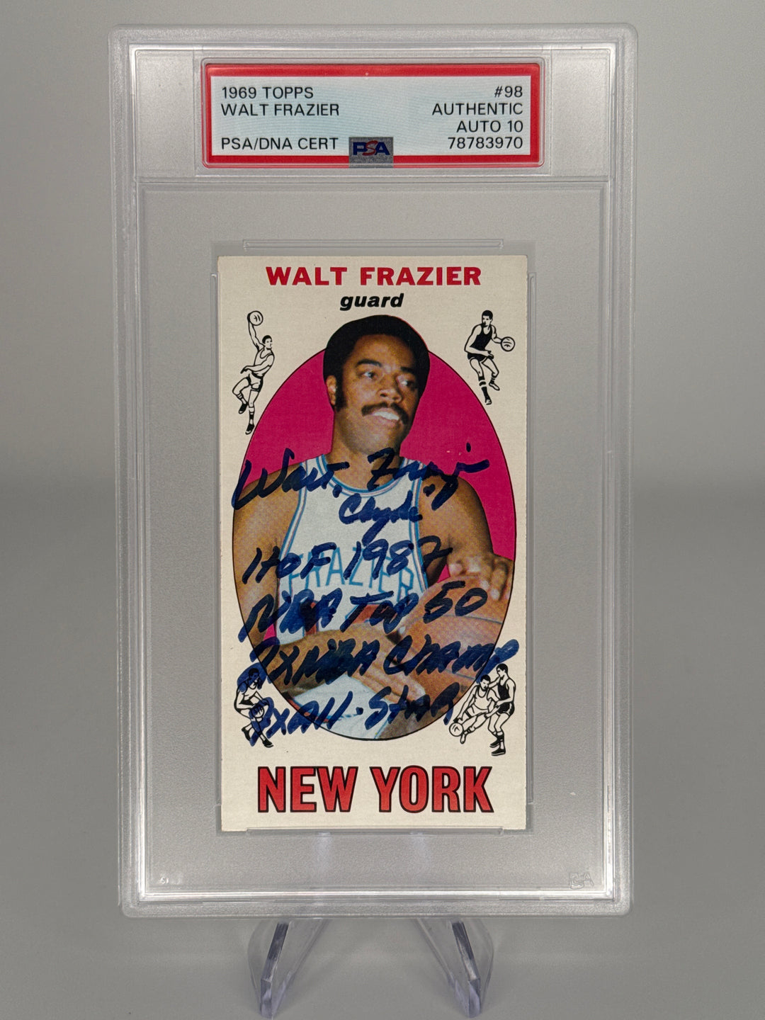 Walt Frazier 1969 Topps Multi Inscription Auto, PSA 10 Auto