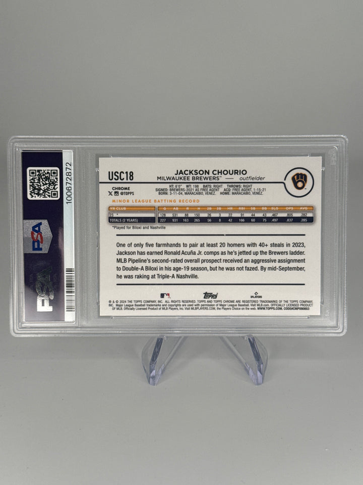 Jackson Chourio 2024 Topps Chrome Update SP Rookie, PSA 9 Mint