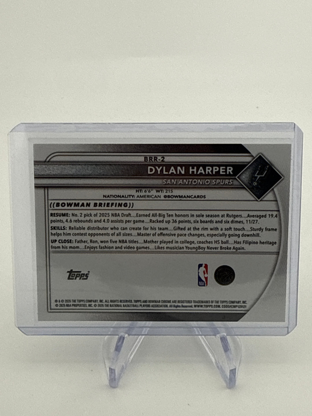 Dylan Harper 2025 Bowman Chrome Red Shield Rookie