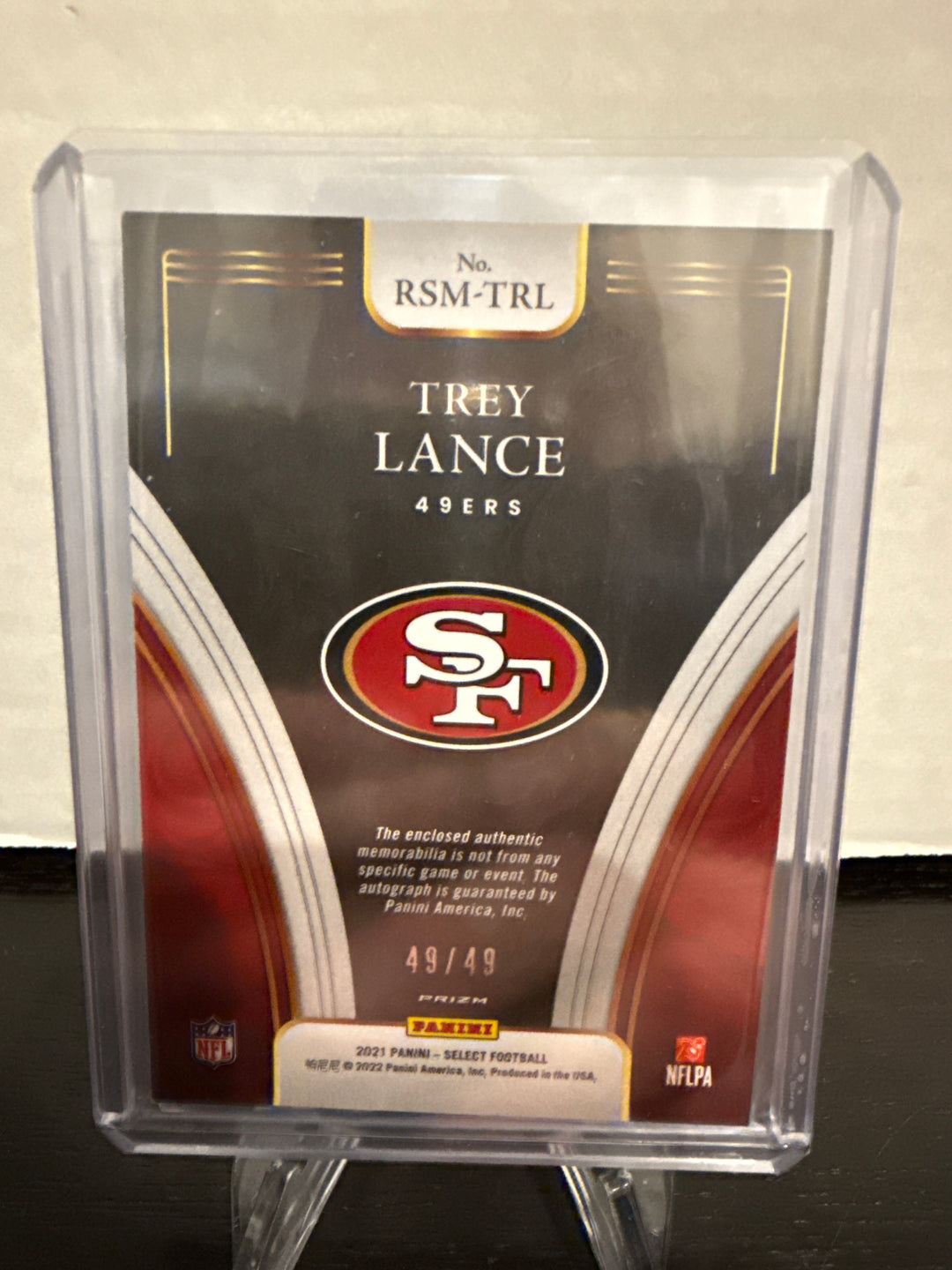 Trey Lance 2021 Panini Select Rookie Patch Auto Purple, 49/49