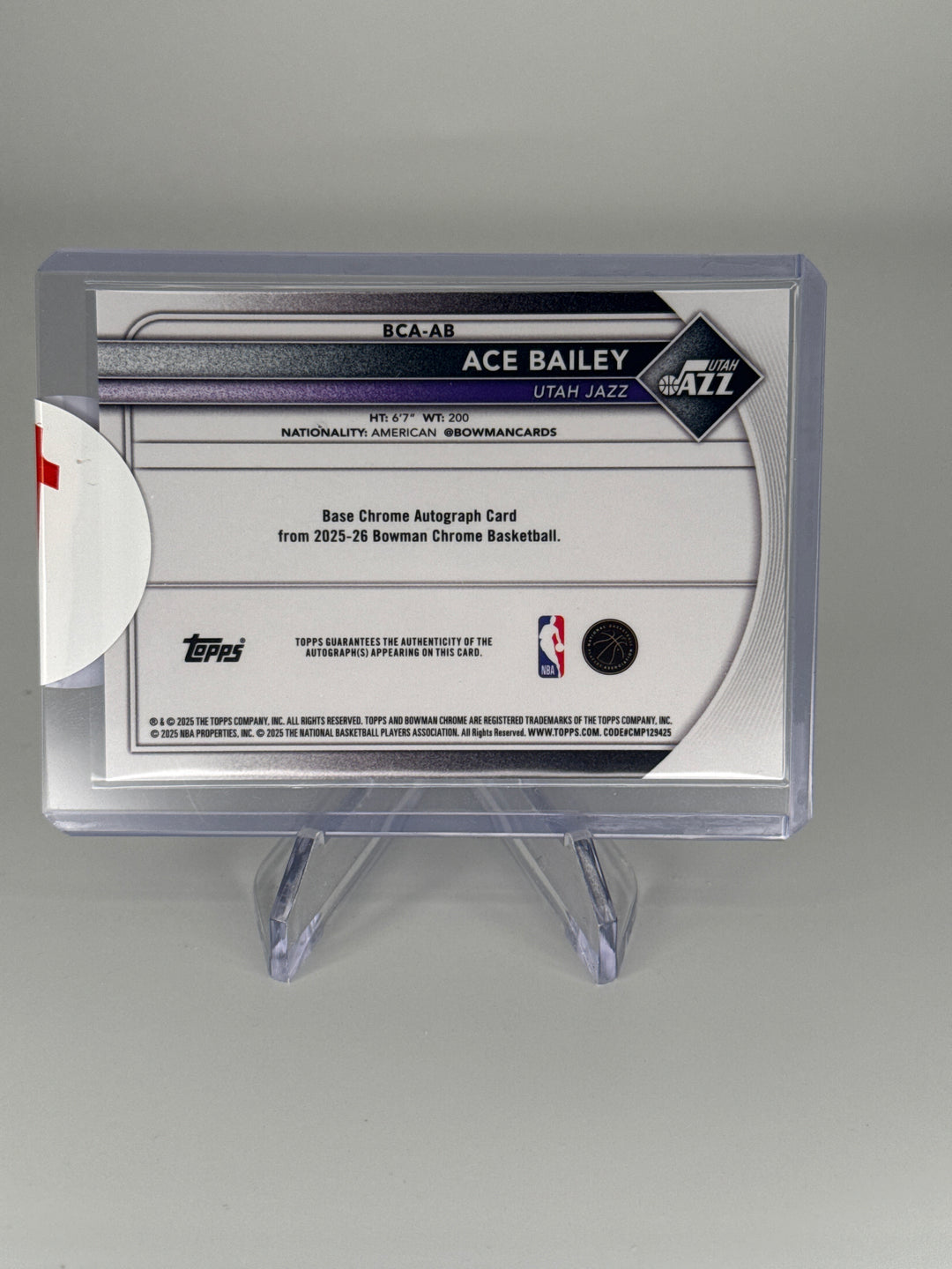 Ace Bailey 2025 Bowman Chrome Mega Box Blue Refractor Rookie Auto, 139/150