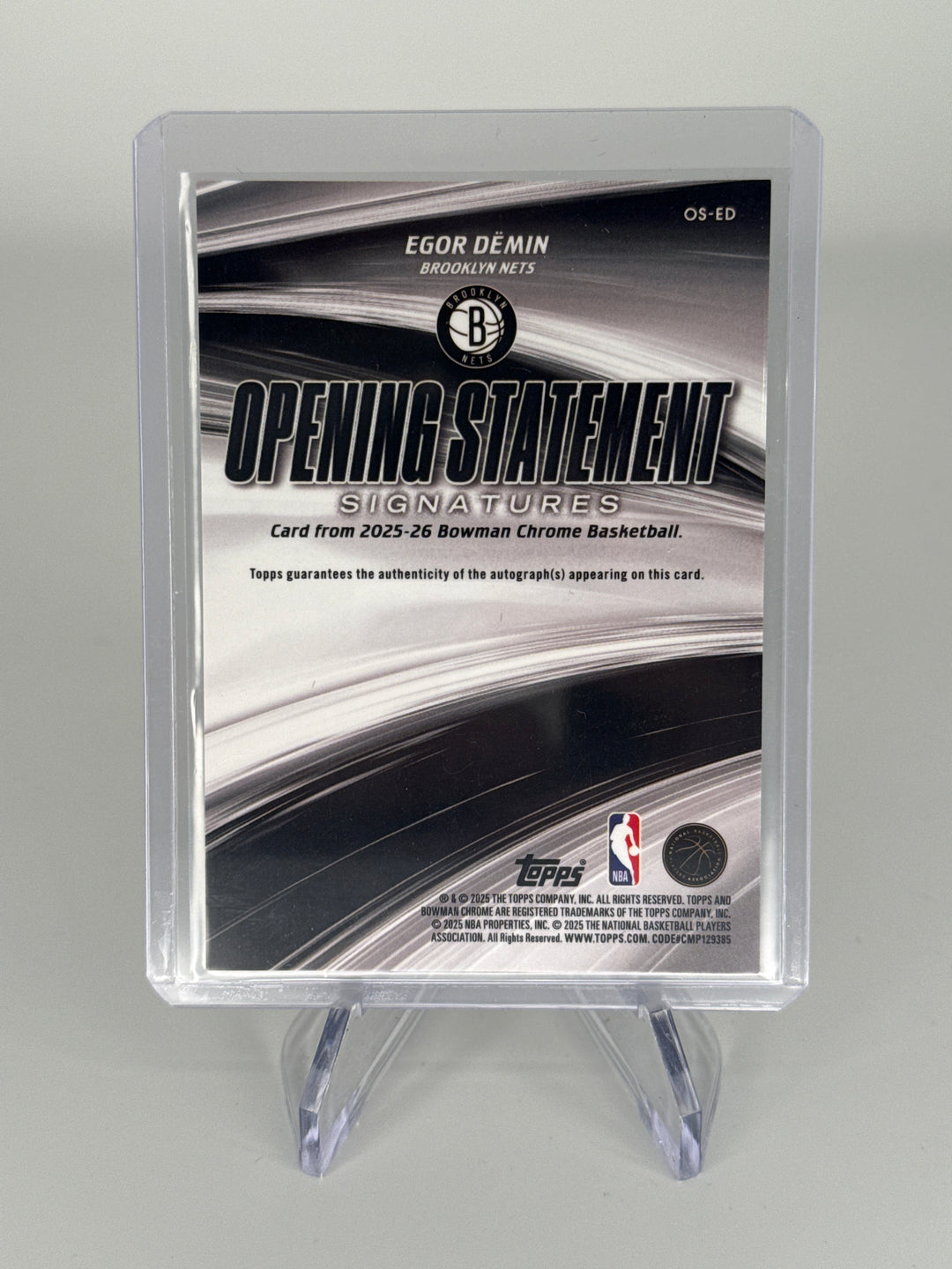 Egor Demin 2025 Bowman Chrome Opening Statement Gold Rookie Auto, 08/50