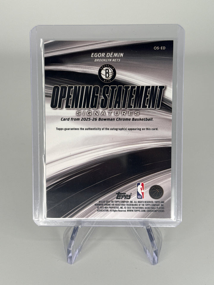 Egor Demin 2025 Bowman Chrome Opening Statement Gold Rookie Auto, 08/50