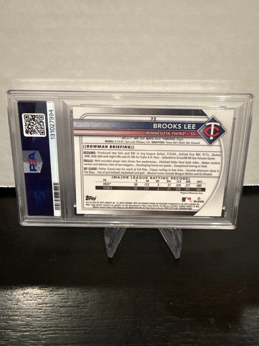 Brooks Lee 2025 Bowman Chrome Mega Box Gold Refractor Rookie, 09/50, PSA 10 Gem Mint