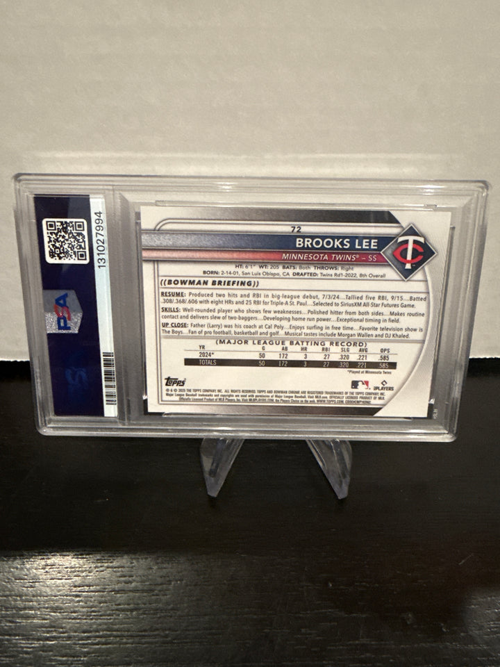 Brooks Lee 2025 Bowman Chrome Mega Box Gold Refractor Rookie, 09/50, PSA 10 Gem Mint